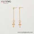 97287 xuping joyas 18K color oro moda Pendientes de gota cruzada de mujer sintética CZ